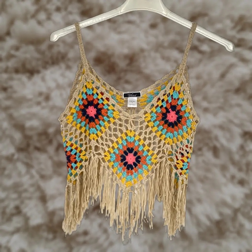 ViVI Multicolor Crochet Top